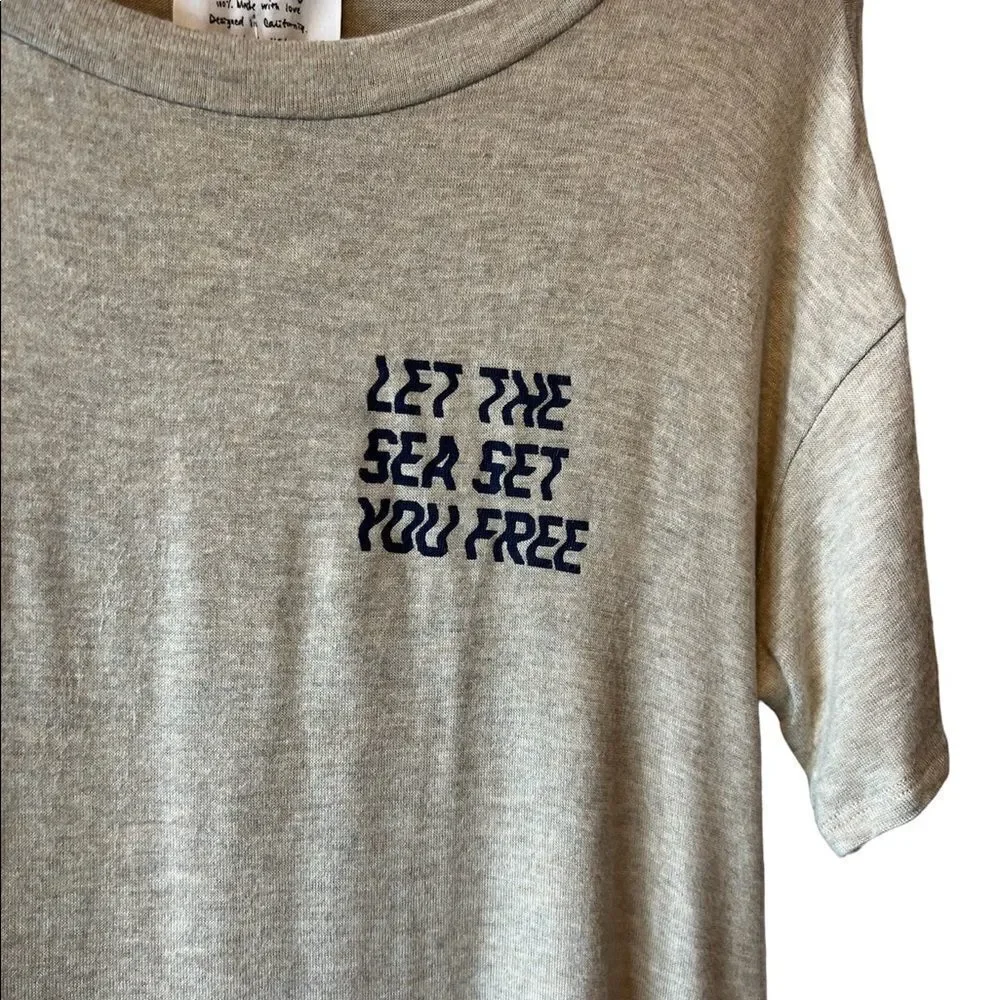 NWT SADIE & SAGE Oatmeal Graphic Knit Tee Shirt - Picture 4 of 10